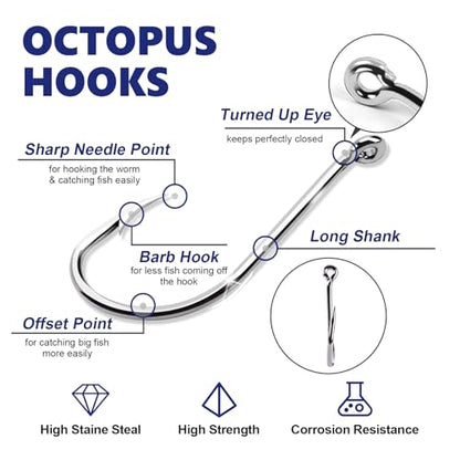 UCEC Octopus Hooks Saltwater Freshwater, Small Fishing Hooks 1000/400/150PCS Barbed Catfish Bend Eye Circle Hook, for Dad Fish Hook Kit Size1/0#1#2#3#4#5#6#7#8#9#10#11#12 - color: 1000PCS Size: #3 #4 #5 #6 #7 #8 #9 #10 #11 #12