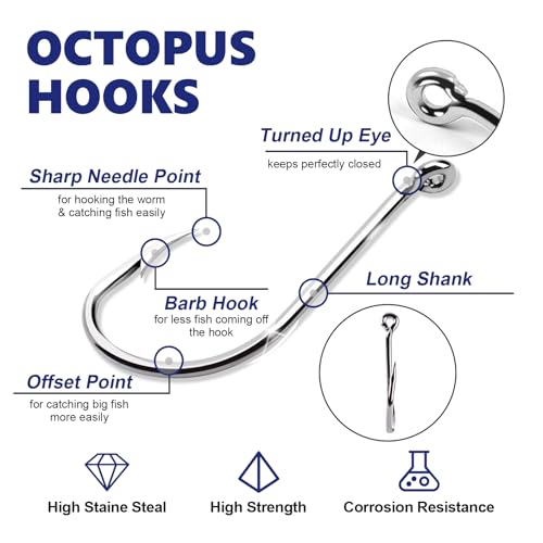 UCEC Octopus Hooks Saltwater Freshwater, Small Fishing Hooks 1000/400/150PCS Barbed Catfish Bend Eye Circle Hook, for Dad Fish Hook Kit Size1/0#1#2#3#4#5#6#7#8#9#10#11#12 - color: 150PCS Size: #1 #2 #3 #4 #5 #6 #8 #10 #12