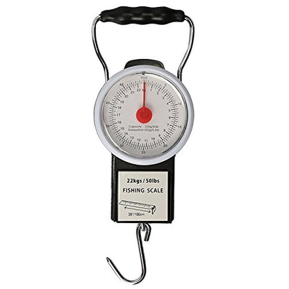 Goture Fishing Hanging Scale Mechanical Kitchen and Fish Fishing Scale Multi-Purpose Portable Hand Held Dial Weight Scale with Tape Measure (50 Lbs / 22Kg) - color: Fishing Hanging Scale