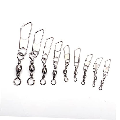 30pcs Rolling Resistance Swivel Fishing Hook Line Connector Fishing Rolling swivels Fishing Swivel Connector connectix Fishing Rolling Connector Stainless Steel to Rotate Ring - size: 10#