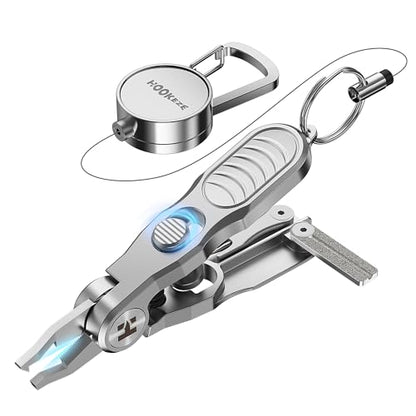 HOOK-EZE Fishing Line Cutter, Fly Fishing Nippers with Retractors and Knot Tying Tool Accessories, Stainless Steel Braided Line Scissors Clippers for Mono and Fluoro Lines - size: 4-in-1