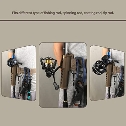 Fishing Wading Belt Rod Holder Adjustable Wader Waist Belt for Fly Surf Casting Spinning Pole Fishing Tool Tackle (Black) - color: Khaki