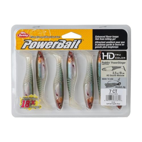 Berkley PowerBait Paddlin' PowerStinger Fishing Soft Bait - color: HD Stealth Minnow, size: 3 1/2"