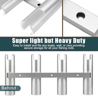 Aluminum Fishing Boat Rod Holder, 3/4 Link Tube Rod Rack, Marine Grade Aluminum Rod Mount for Boats & Yachts, Silver - color: Silver 4 Tube White inner