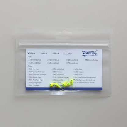 5 Pieces 3.0-6.0mm Teardrop Tungsten Ice Jig - color: SP02 Chartreuse Wonderbread Glow, size: TIJ02 3MM 5PCS