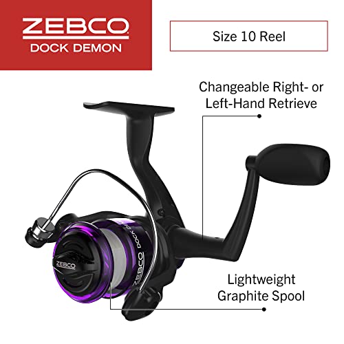 Zebco Dock Demon Spinning Reel or Spincast Reel and Fishing Rod Combo, 30-Inch Durable Fiberglass Rod, QuickSet Anti-Reverse Fishing Reel - style: Spinning Reel - Purple