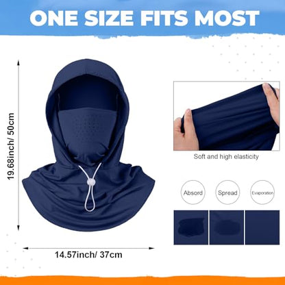 Funtery 4 Pack Cooling Balaclava Face Mask UV Protection Breathable Full Head Hood for Men Women Cycling Fishing Motorcycle - color: Black, White, Navy Blue, Green