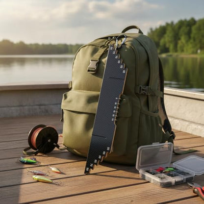 Anglers Carbon Fiber Fishing Line Ruler Board for Precise Knot Tying and Line Management, Portable Measuring Station - size: 25.59 x 3.35 x 1.57 in