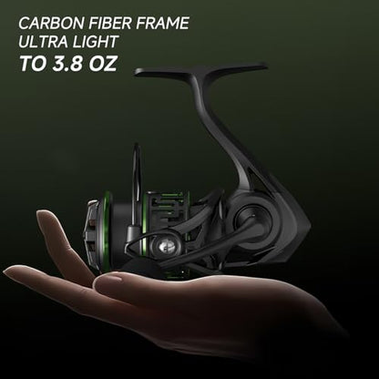 LS Lightweight Spinning Reel 500-1000 Series, 3.8oz Ultralight Carbon Fiber Frame, 5+1 BB, 5.2:1 Gear Ratio, 6.6LBs Max Drag, Saltwater/Freshwater Fishing Reel - color: LS, size: 500