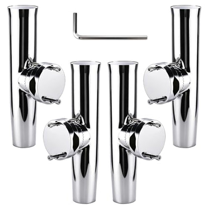 NovelBee 4-Pack Boat Fishing Rod Holder,Stainless Clamp on Fishing Rod Pole Holder for Rails 1-1/4" to 2" ( Tournament Style )
