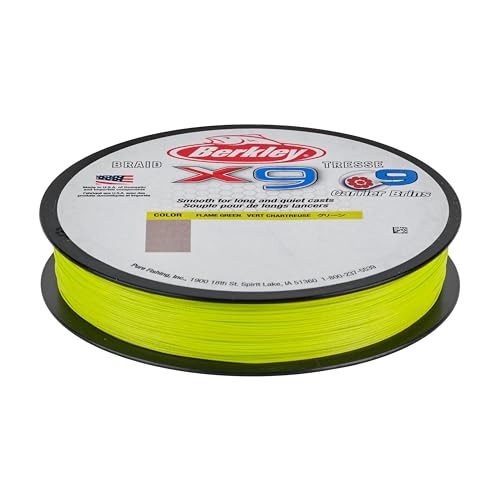 Berkley x9 Braid Fishing Line - color: Flame Green, size: 164yd, style: 15lb Test