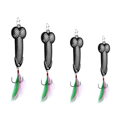 Gag Fishing Lures Set Metal Luminous Sequin Spoons Funny Top Water Bass Fishing Lures Fishermen Gear Spinner Baits Freshwater Saltwater Equipment Fishing Hook for Fishing Lover Men - color: Black