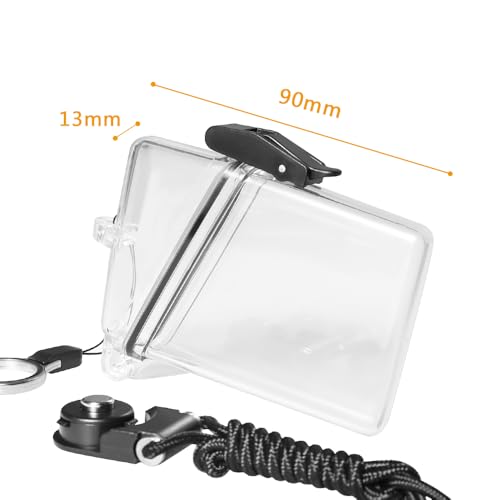 1 Pack Vertical Clear Waterproof Sport ID Card Badge Holder Case,with Lanyard & Carabiner Hard Crush Proof Watertight Holder,for Multiple Credit Cards, Registration, ins Card Heavy Duty Hard Plastic
