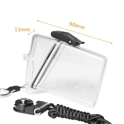 1 Pack Vertical Clear Waterproof Sport ID Card Badge Holder Case,with Lanyard & Carabiner Hard Crush Proof Watertight Holder,for Multiple Credit Cards, Registration, ins Card Heavy Duty Hard Plastic