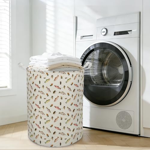 Bass Fishing Laundry Basket Hamper,Rainbow Trout Fishing Lovers Fisherman Gifts Foldable Clothes Toys Books Storage Box Bins Baskets Organizer for Nursery Bedroom Bathroom Home - color: FISHING
