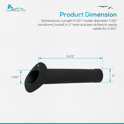 MARINE CITY Flush Mount Fishing Rod Holder 30 Degree Polypropylene, Durable, Lightweight, Easy Access for Fishing, Fits 2" Hole, Ideal for Kayaks, Boats and Yachts - color: Black, style: 2 Pcs