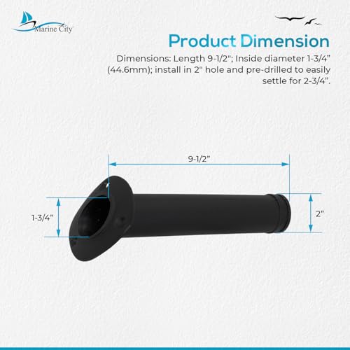 MARINE CITY Flush Mount Fishing Rod Holder 30 Degree Polypropylene, Durable, Lightweight, Easy Access for Fishing, Fits 2" Hole, Ideal for Kayaks, Boats and Yachts - color: Black, style: 4 Pcs