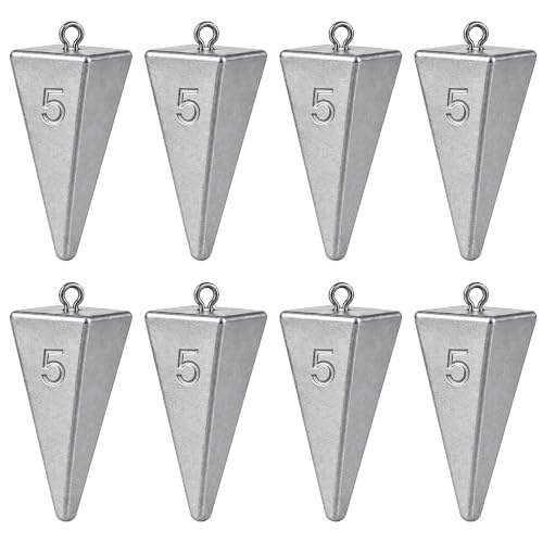 Pyramid Sinkers Fishing Weights, Saltwater Fishing Sinkers for Surf Fishing Gear Tackle - 1oz, 2oz, 3oz - style: 5 Ounce-8pcs