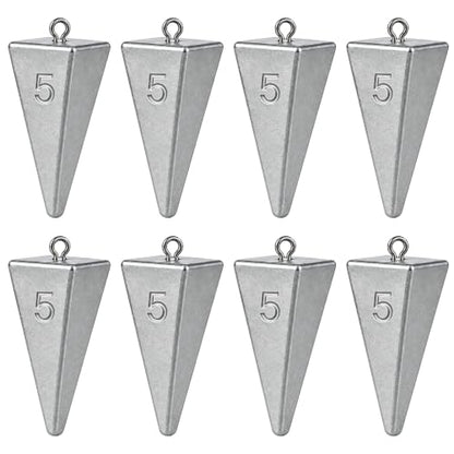Pyramid Sinkers Fishing Weights, Saltwater Fishing Sinkers for Surf Fishing Gear Tackle - 1oz, 2oz, 3oz - style: 5 Ounce-8pcs