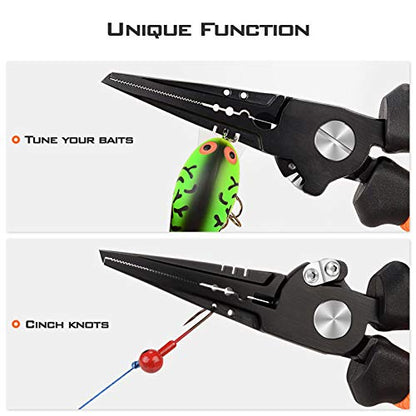 KastKing Speed Demon Pro Fishing Pliers, 420 Stainless Steel, Fishing Tools, Saltwater Resistant Fishing Gear, Tungsten Carbide Cutters, Corrosion Resistant Coating, SuperPolymer Grip Handles - color: B: 8.5'' Split Ring Nose