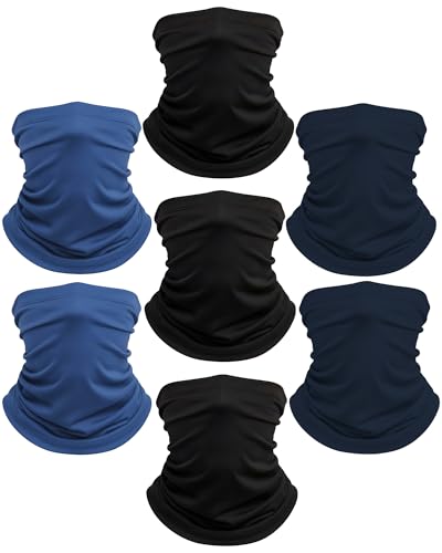 Xeoxarel Neck Gaiter, 7 Pack Cooling UV Protection, Bandana Face Mask Scarf for Men and Women - color: 3 Black, 2 Royal Blue, 2 Navy