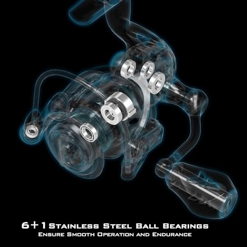 KastKing Zephyr Spinning Reels – 7+1/6+1 BB – Carbon Fiber Drag – Stainless Steel Shaft – Aluminum & CNC Spool – Black/Green/Orange – Sizes 500/1000 SFS – ICE Fishing Ready Reels! - color: Standard-Black, size: 500