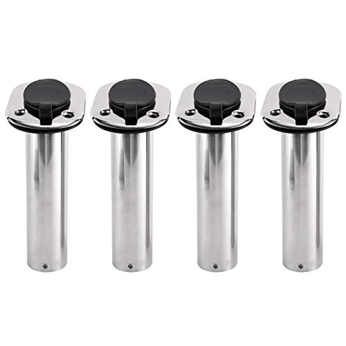 YaeMarine 4Pcs Stainless Steel Rod Holders with Rubber Cap, Liner, Gasket - style: 15 Degree