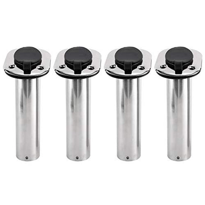 YaeMarine 4Pcs Stainless Steel Rod Holders with Rubber Cap, Liner, Gasket - style: 15 Degree
