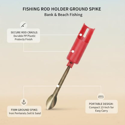 Fishing Rod Holder Ground Spike, Iron Stake with PP Plastic Tube for Bank and Beach Fishing, 13 Inch Portable Rod Stand (1 PC)