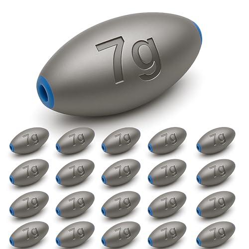 Egg Sinkers Fishing Weights – Lead Oval Sliding Sinkers for Catfish, Bass & Surf Fishing, No-Snag Smooth Hole Design, Heavy Fishing Weights for Bottom Rigs in Lakes, Rivers & Beach - style: 7g-20pcs