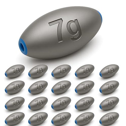 Egg Sinkers Fishing Weights – Lead Oval Sliding Sinkers for Catfish, Bass & Surf Fishing, No-Snag Smooth Hole Design, Heavy Fishing Weights for Bottom Rigs in Lakes, Rivers & Beach - style: 7g-20pcs