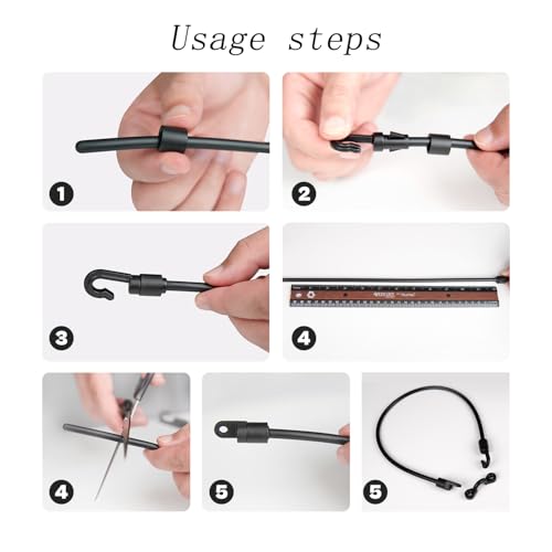 2PCS Marine Rod Tie Down Straps 18 inch Elastic Strap Retaining Buckle Set with Nylon Eye Pad Countertop Mount Connector Black