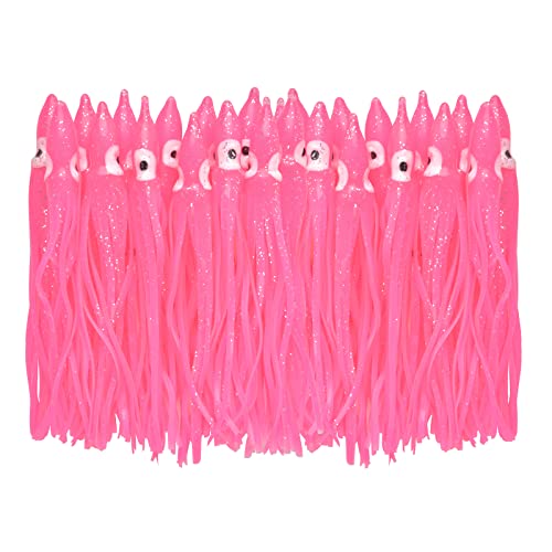 Fishing Squid Skirts Lures Octopus Skirts Trolling Lures Soft Plastic Fishing Tackle Squid Bait for Saltwater Bass Salmon Trout - color: Pink, size: 2.75in - 30pcs
