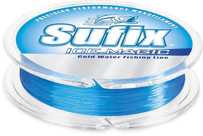 Sufix Ice Magic Fishing Line, Low-Temperature, All-Purpose Ice Fishing Monofilament for Smooth Handling and Cold-Weather Performance, 1 LB, Glacier Blue