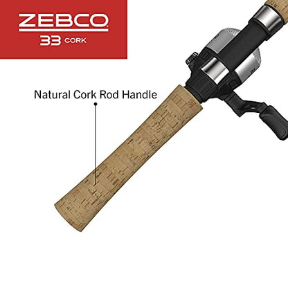 Zebco 33 Cork Reel and Fishing Rod Combo, Graphite Rod with Cork Handle, QuickSet Anti-Reverse Fishing Reel with Bite Alert - style: 5.5 Foot - Micro Triggerspin