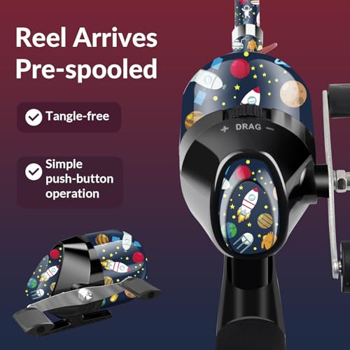Kids Fishing Pole Set, Portable Telescopic Kids Fishing Poles for Boys and Girls Ages 4-8, Universe Trave-Themed