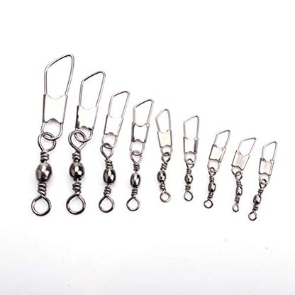 30pcs Eight-Character Fishing Rolling Swivels Fishing Hook Connector Tackle Fishing Rolling Rings (Silver Size 4) - size: 12