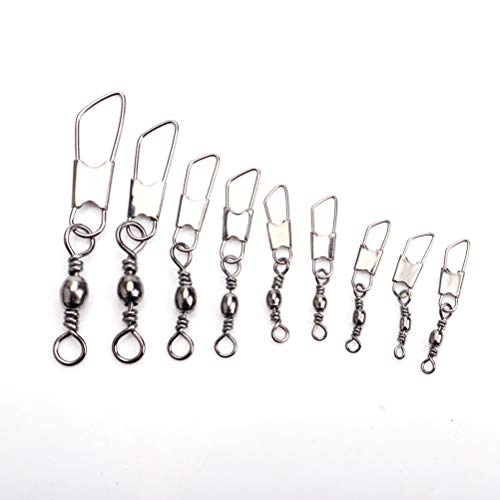 30pcs Eight-Character Fishing Rolling Swivels Fishing Hook Connector Tackle Fishing Rolling Rings (Silver Size 4) - size: 4