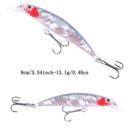 Jerk Baits for Bass Fishing, Jerkbait Fishing Lures, Minnow Lures Jerk Bait for Freshwater/Saltwater Fishing Lures for Trout Pike, 5pcs/10pcs with Box - color: G:3.54in/0.46oz/5pcs