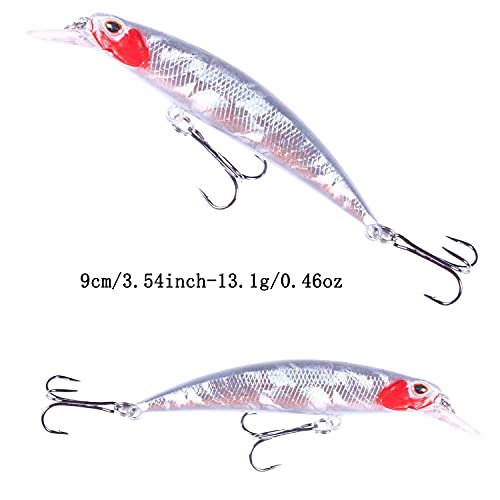 Jerk Baits for Bass Fishing, Jerkbait Fishing Lures, Minnow Lures Jerk Bait for Freshwater/Saltwater Fishing Lures for Trout Pike, 5pcs/10pcs with Box - color: G:3.54in/0.46oz/5pcs