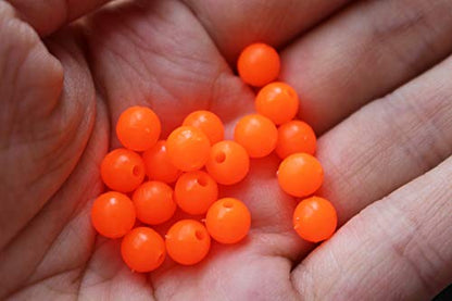 Tigofly 200 pcs/lot Plastic 5.7mm Round UV Hot Orange Fishing Beads Hard Floating Bobber Bulk Beads Fishing Accessories