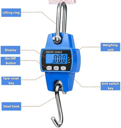 Digital Crane Scale Bow Draw Weight Scale LCD-Digital Electronic Aluminum Alloy Shell Weight 660lb Hanging Weight Scales Portable Travel for Fishing Outdoor as Other Occasions (Blue) - color: Blue