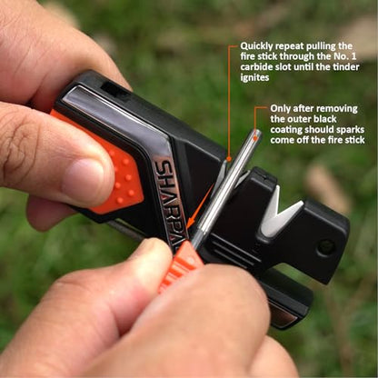 SHARPAL 101N 6-in-1 Pocket Knife Sharpener & Survival Tool | Diamond Sharpening Rod, Fire Starter Ferro Rod, Whistle, Sharpens Straight & Serrated Blades, Repairs & Hones Knives - style: 1-Pack