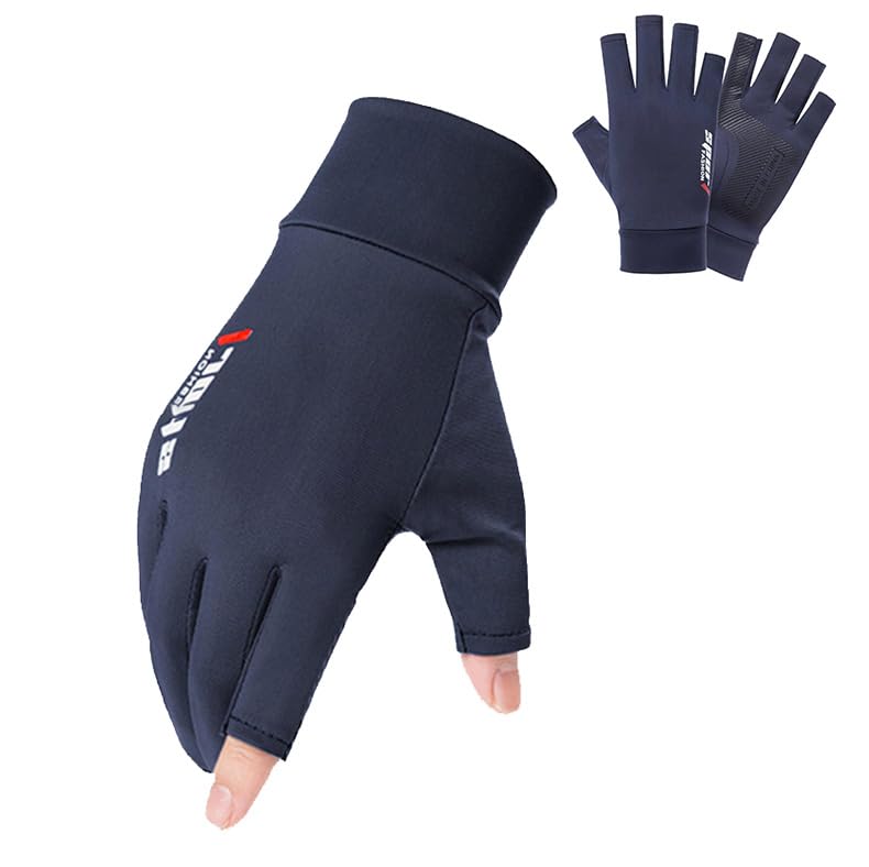 Anti-Slip Strips Cycling Gloves for Men/Women Half Finger UV Protection Driving Glove for Outdoor - color: blue