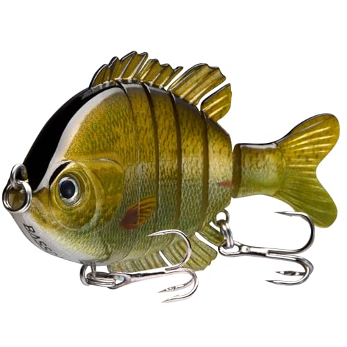 BASSDASH SwimPanfish Multi Jointed Panfish Bluegill Swimbaits Hard Topwater Bass Lures Fishing Lure Crank Saltwater 3.5in/0.85oz,Pack of 4 - color: GBPG
