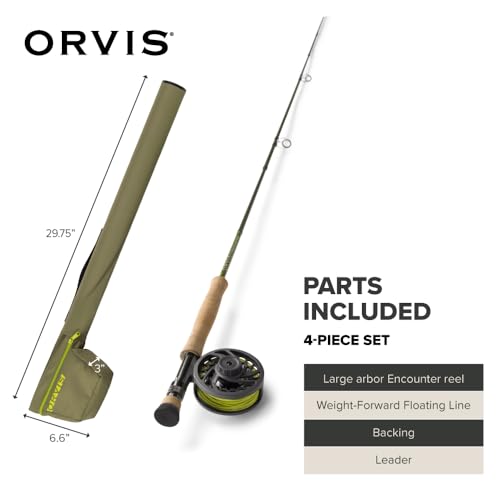 Orvis Encounter Fly Rod Outfit - 4Pc Fishing Rod and Reel Combo | Smooth Performance, Complete with Reel, Line, Backing, & Leader for Young Anglers, Pre-Balanced Ready-to-Fish Setup - size: 8-Weight, 9'