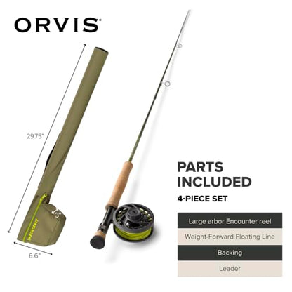 Orvis Encounter Fly Rod Outfit - 4Pc Fishing Rod and Reel Combo | Smooth Performance, Complete with Reel, Line, Backing, & Leader for Young Anglers, Pre-Balanced Ready-to-Fish Setup - size: 8-Weight, 9'