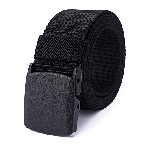 Mile High Life | Nylon Web Belt | Outdoor Military Belt | TSA Safe Buckle Plastic/Metal - color: Black-510navy 2pc