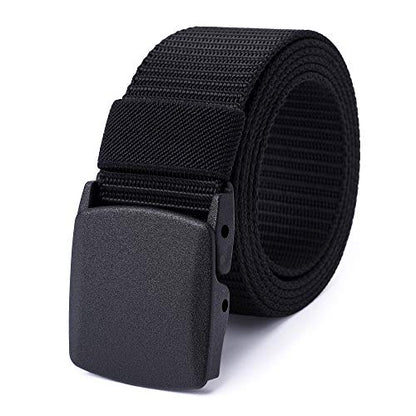 Mile High Life | Nylon Web Belt | Outdoor Military Belt | TSA Safe Buckle Plastic/Metal - color: Black
