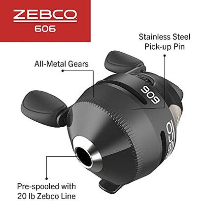 Zebco 606 Spincast Fishing Reel, Size 60 Reel, Right-Hand Retrieve, Pre-Spooled with 20-Pound Zebco Fishing Line - size: 60 Reel (Pack of 3)
